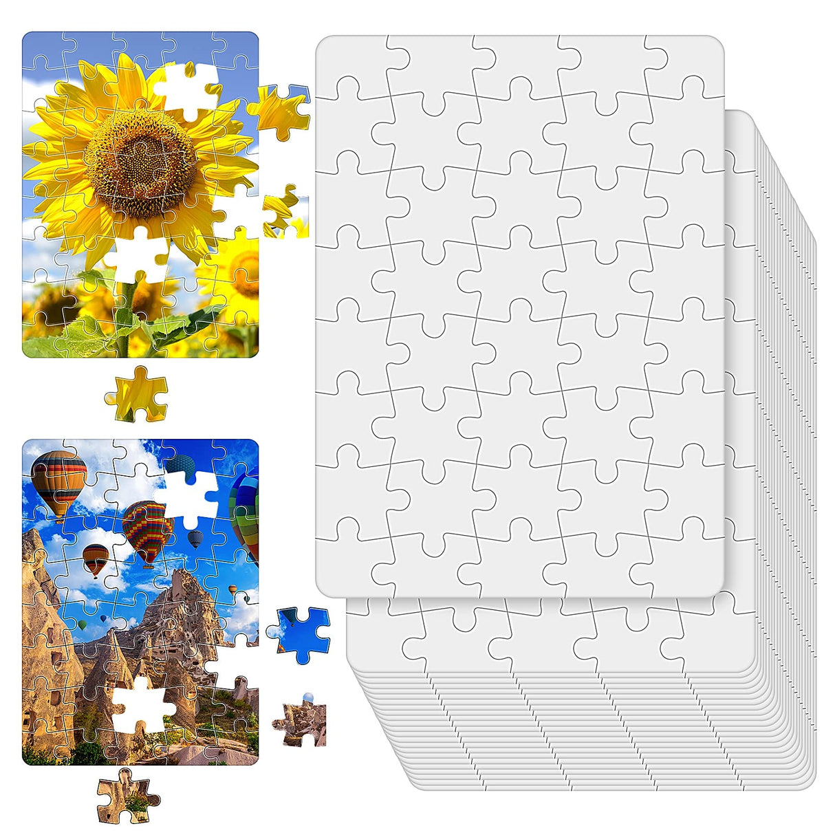 Sumind 24 Sheets Sublimation Puzzle Blank Jigsaw Puzzles for DIY Arts and Crafts Projects Heat Press Thermal Transfer Make Your Own Puzzles(A5-48 Style) Sumind