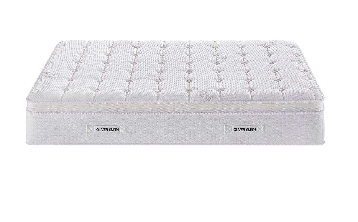 Full Size Mattress - 14 Inch Cool Memory Foam & Spring Hybrid Mattress with Breathable Cover - Comfort Plush Euro Pillow Top - Rolled in a Box - Oliver & Smith OLIVER & SMITH SINCE 1921
