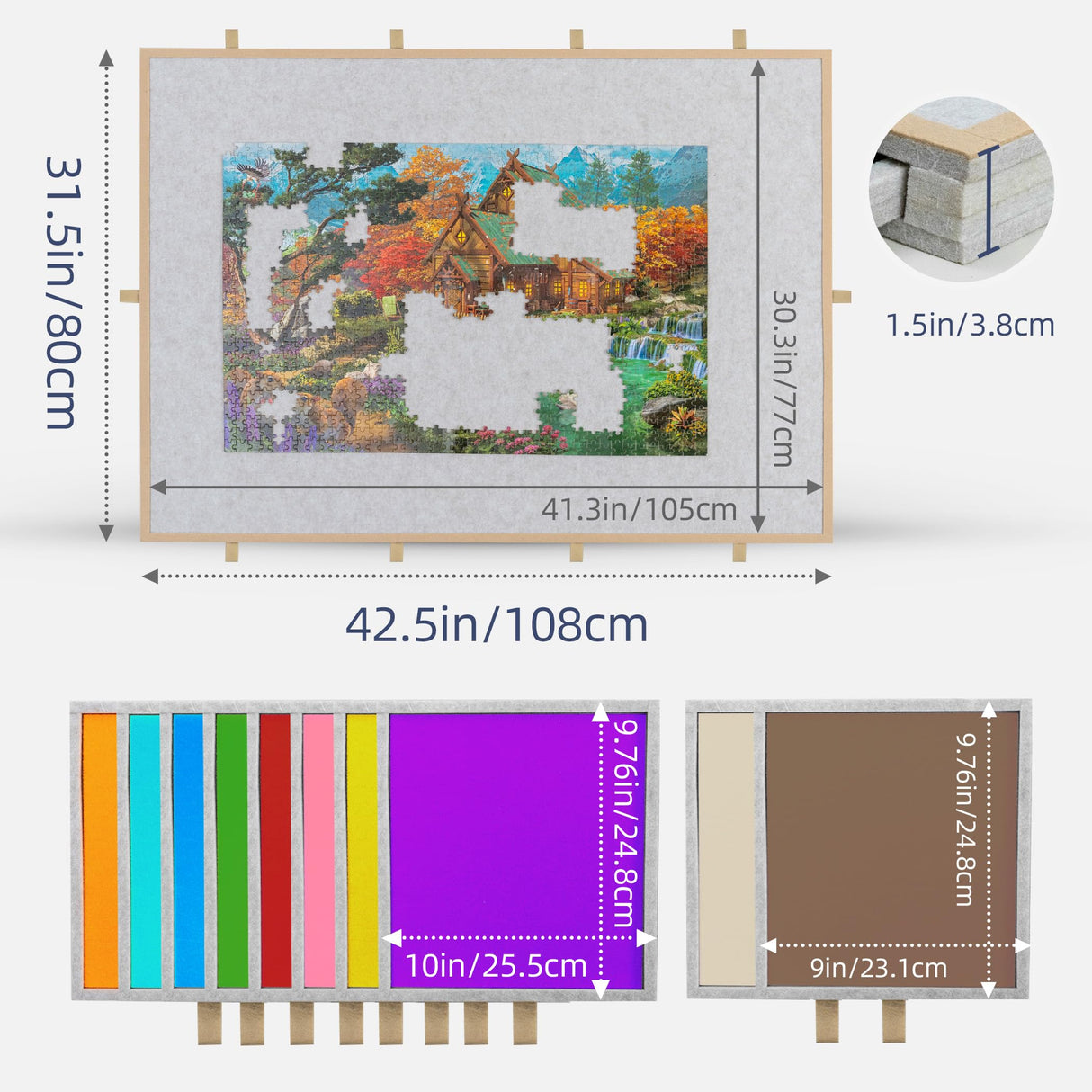 Lavievert 2000 Pieces Jigsaw Puzzle Board with 10 Drawers, Lightweight Jigsaw Storage Board with Cover, Foldable Jigsaw Puzzle Table for Easy Storage LAVIEVERT