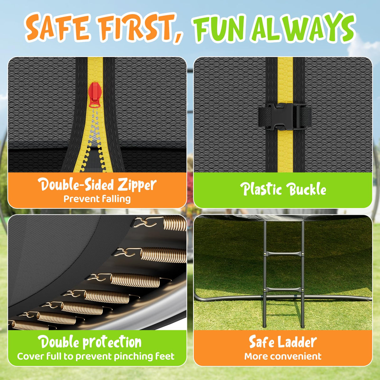 Gigu 14 FT Trampoline with Basketball Hoop Water Sprinkler Spiral Ground Stakes Trampolines Outdoor Yard for Adults Kids Gigu