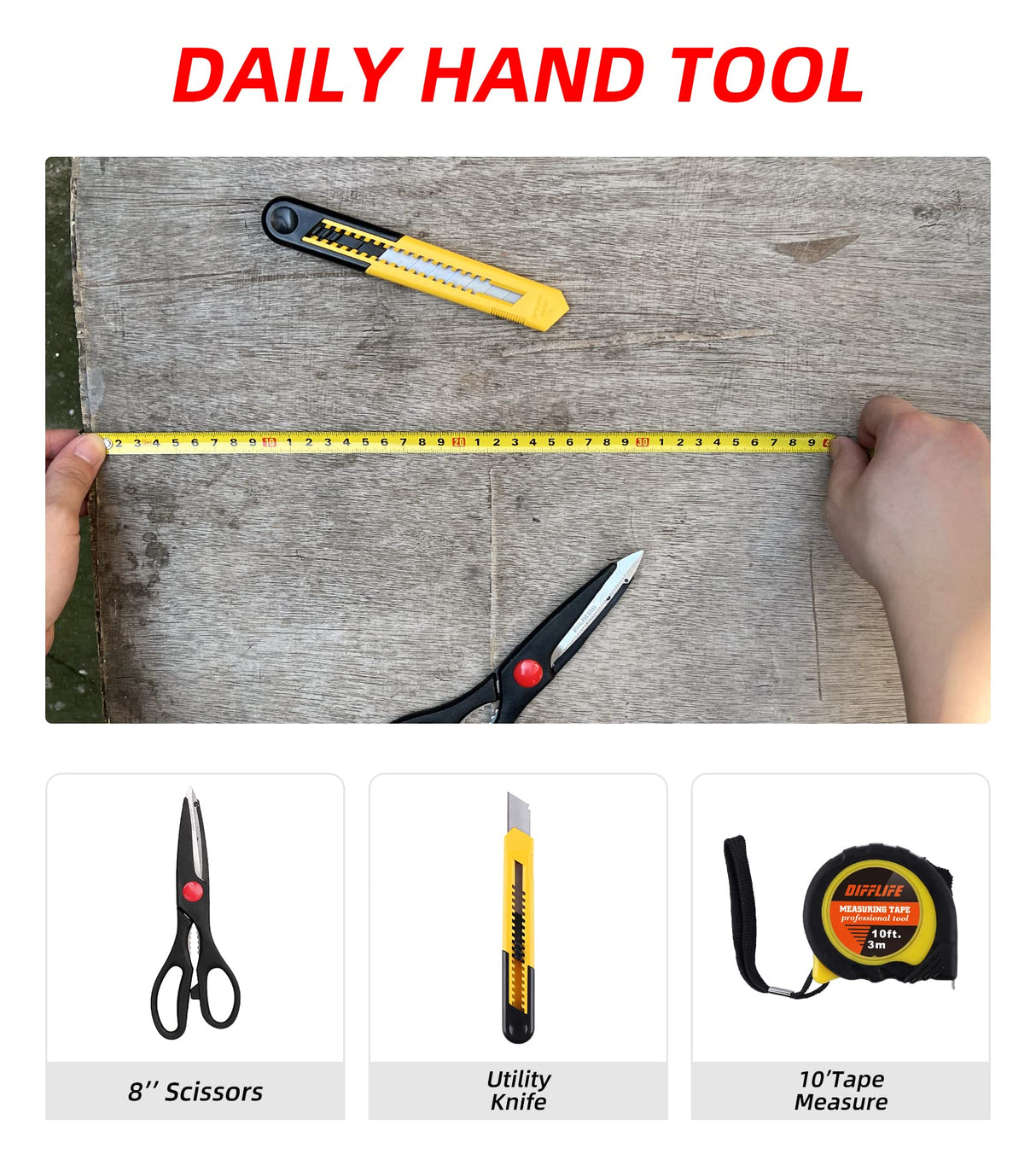 DIFFLIFE 40-Piece Tool Set - General Household Hand Tool Kit with Plastic Toolbox Storage Case… DIFFLIFE