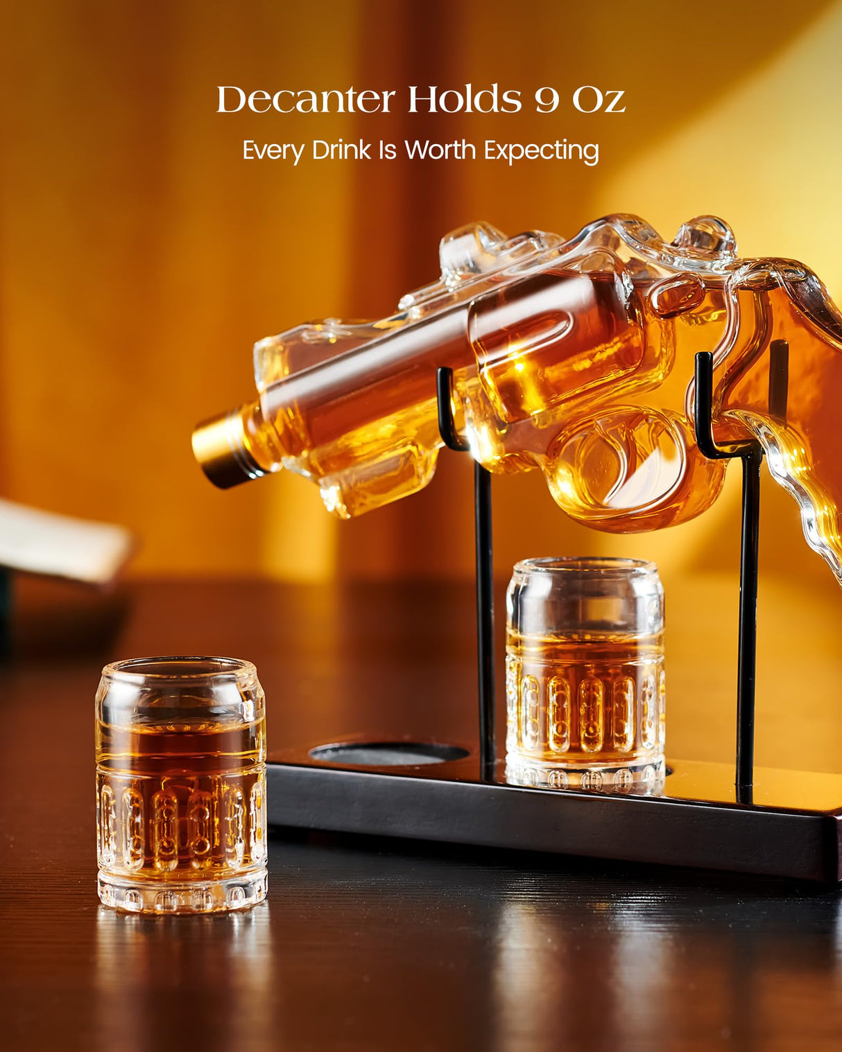 Birthday Gifts for Men Dad, Kollea Gun Whiskey Decanter Set with Shot Glass, Cool Anniversary Christmas Gift Ideas for Him Husband Brother, Funny Military Retirement Present, Home Bar Drinking Party Kollea