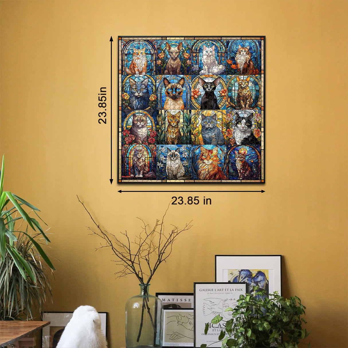 Stained Glass Puzzle Cat Puzzles for Adults 1000 Pieces, Colorful Kitty Kitten Collage Puzzles 1000 Pieces, Hard Difficult Impossible Challenging Jigsaw Puzzles for Adults PICKFORU