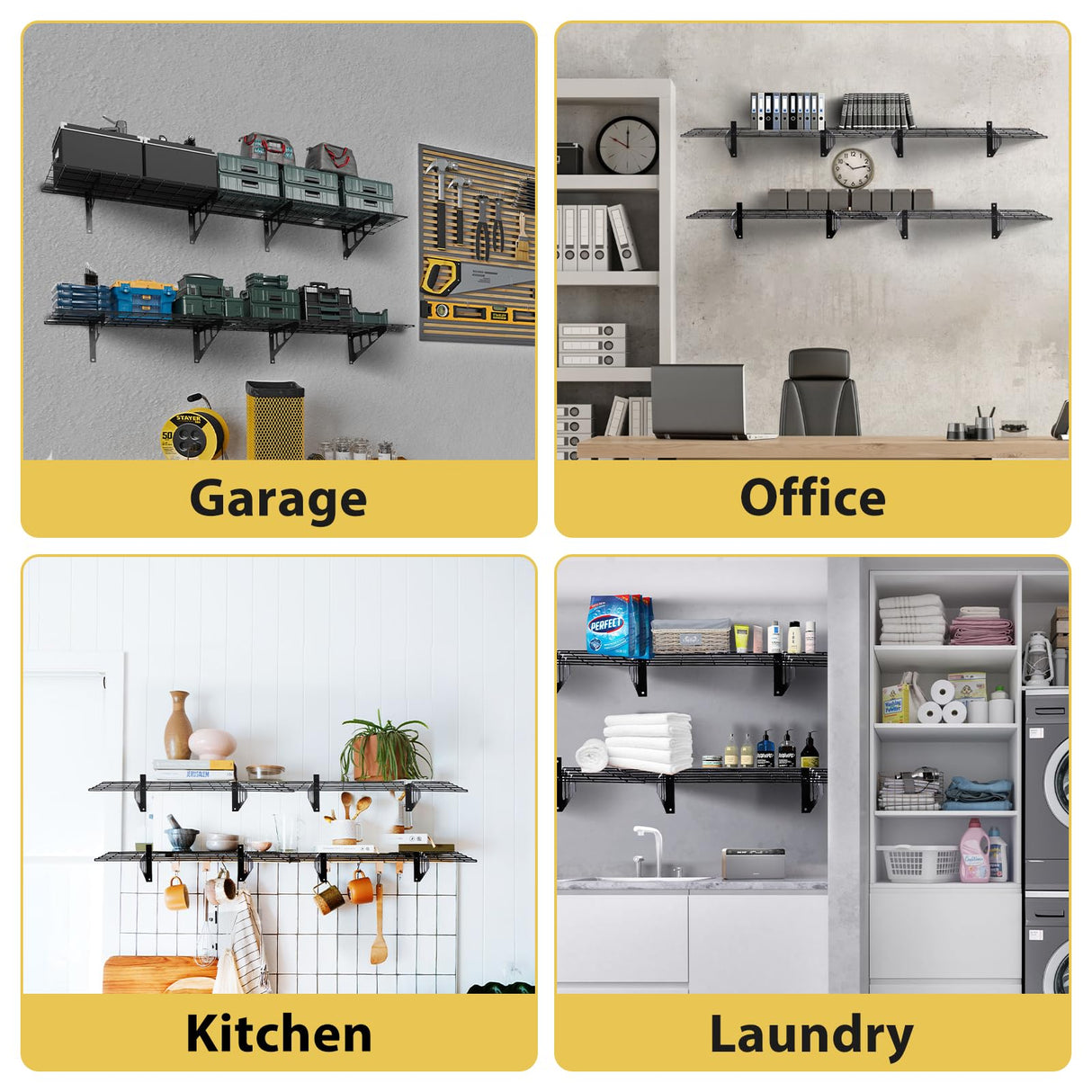 GarveeTech 2-Pack 1x6 ft Garage Wall Shelving Heavy Duty Wall Shelves Garage Storage Racks Wall Mounted Garage Shelves Floating Shelves, 600 LBS Load Capacity GarveeTech