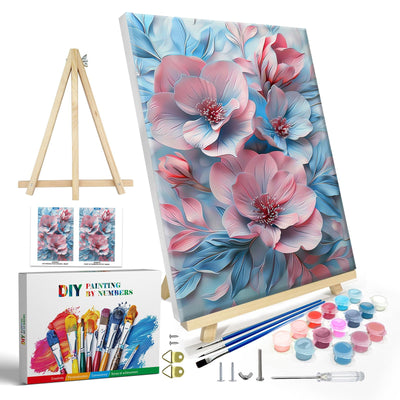 JOOZ Paint by Numbers Kit for Adults with Frame, Flower Paint by Number with Easel, DIY Floral Oil Painting by Numbers, Easy Adult Paint by Number Kits on Canvas for Home Wall Decor 8x12 Inch