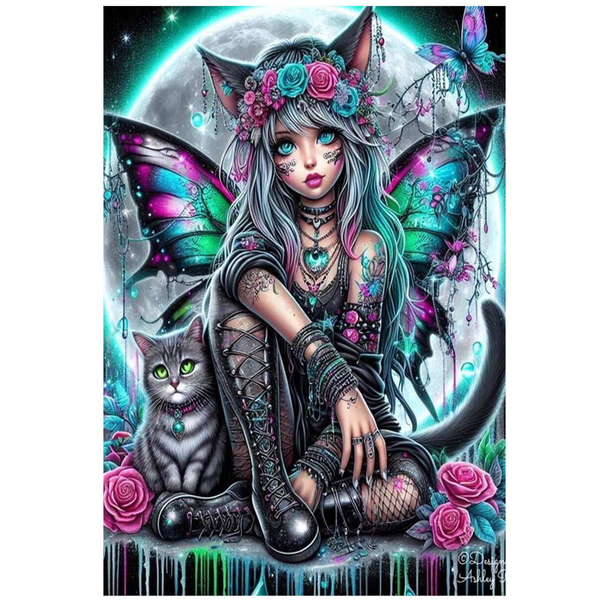 KUFWKEY Gothic Butterfly Fairy Diamond Art Kits for Adults,Skull Art and Crafts,5D DIY Handicrafts,Diamond Painting kit, Halloween Diamond Mosaic Kits,Diamond Dots for Beginner,12X16 inch KUFWKEY