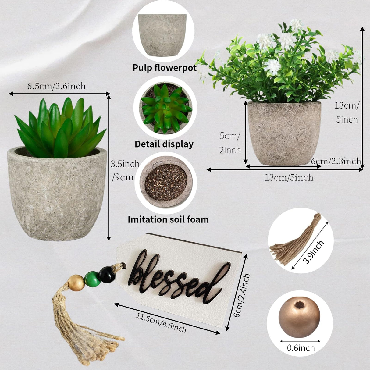 6 Pieces Farmhouse Tiered Tray Decor Beautiful Sweet Home Wood Sign Artificial Plant Rustic Tray Decorations Centerpiece Set for Home & Kitchen Decor(Tiered Tray NOT Included) Jxueych