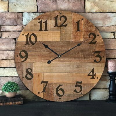 Eruner 24 Inch Vintage Large Wooden Silent Wall Clock,Retro Battery Operated Nonticking Wall Clock Rustic for Living Room Bedroom Kitchen Farmhouse Dining Room Home Decor