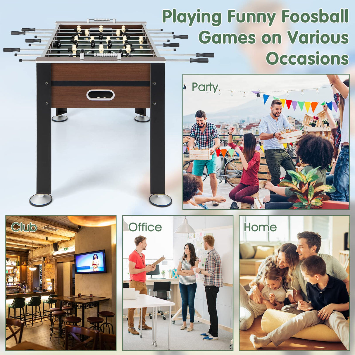 Giantex 54” Foosball Table, Foosball Table Adult Size with 2 Balls, Wood Football Table, Arcade Soccer Table Game for Kids, Game Room, Home, Office, Party Giantex