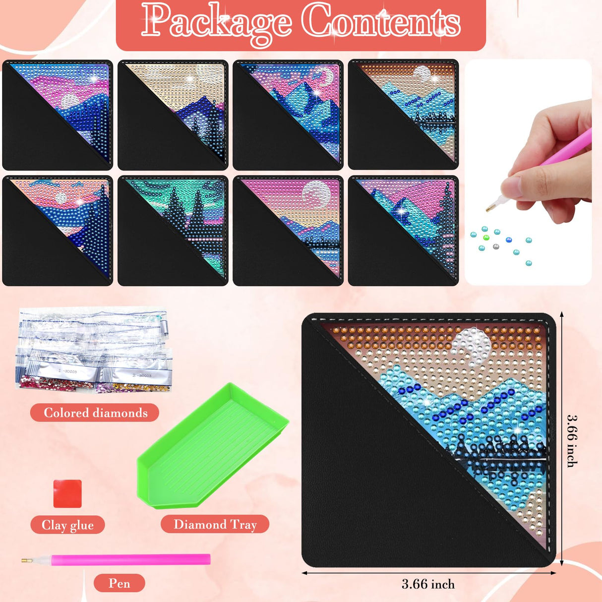 ZYNERY 8 Pcs Diamond Painting Bookmark Kits, Diamond Art Bookmarks for Adults, 5d Diamond Painting Corner Bookmark, Diamond Painting Kits for Beginners, DIY Bookmarks for Birthday, Christmas Gift ZYNERY