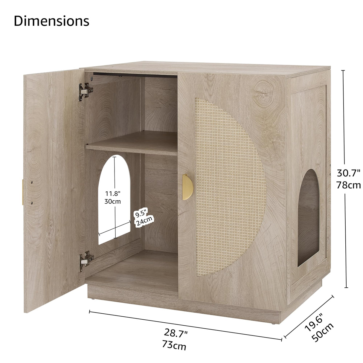 unipaws Cat Litter Box Enclosure with Shelves, Tall Hidden Litter Box Cover for Tall or Top Entry Litter Box, Kitty Enclosed Litter Box Cabinet, Cat Box Furniture, Grey unipaws