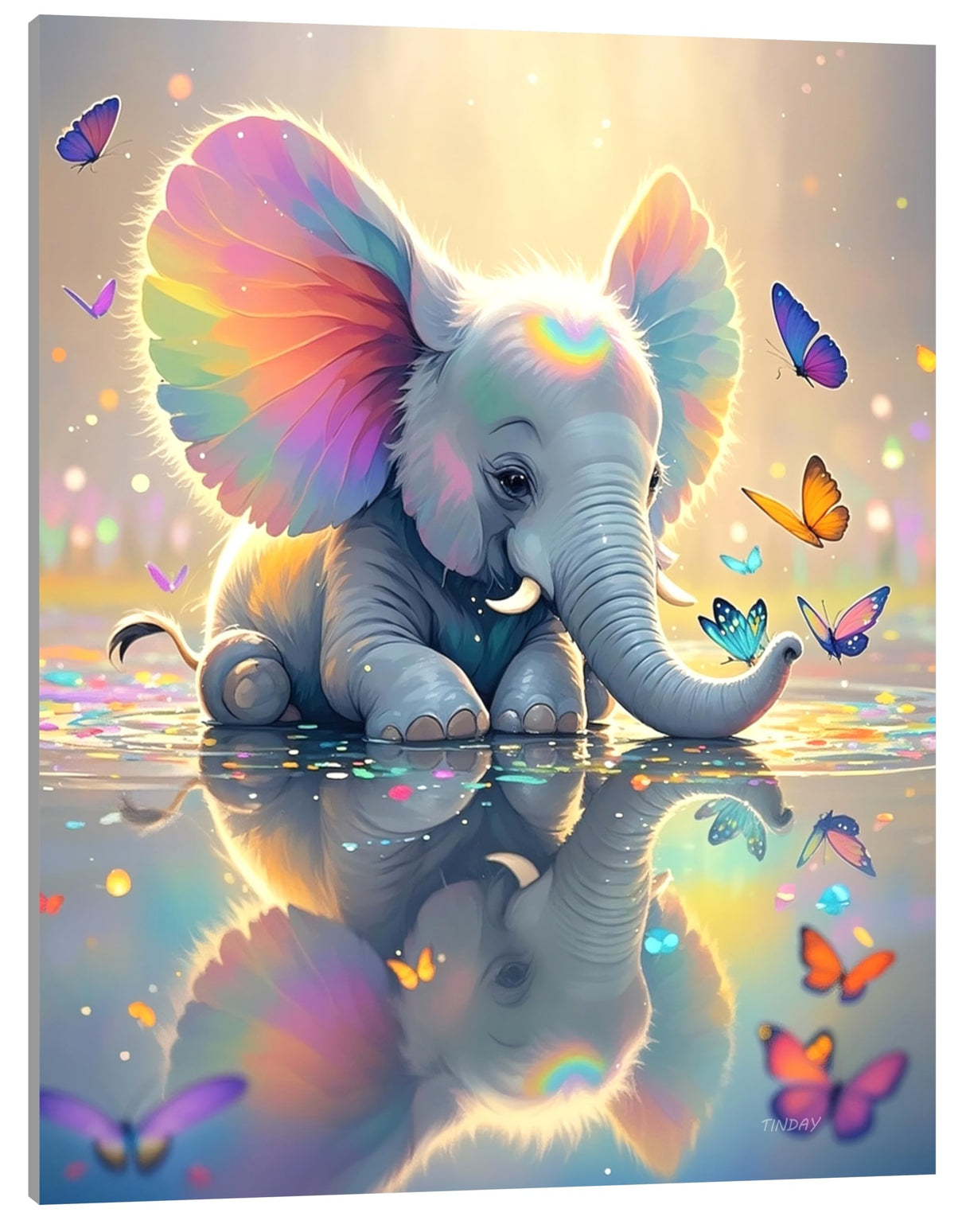 TINDAYPaint by Numbers Kit for Adults Beginner Paint by Number Elephant Painting by Number for Adults Painting Kits for Adult Canvas Painting Home Decor Wall Art 16x20 in TINDAY