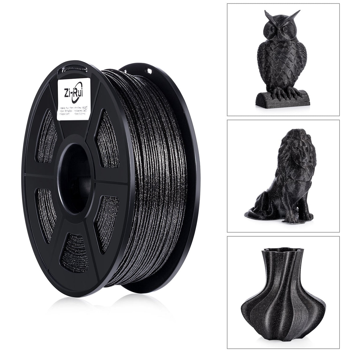 Zi-Rui Marble Color 3D Printer PLA Filament,Sparkly Black,1.75mm,Dimensional Accuracy+/- 0.03 mm, 2.2LBS. Zi-Rui