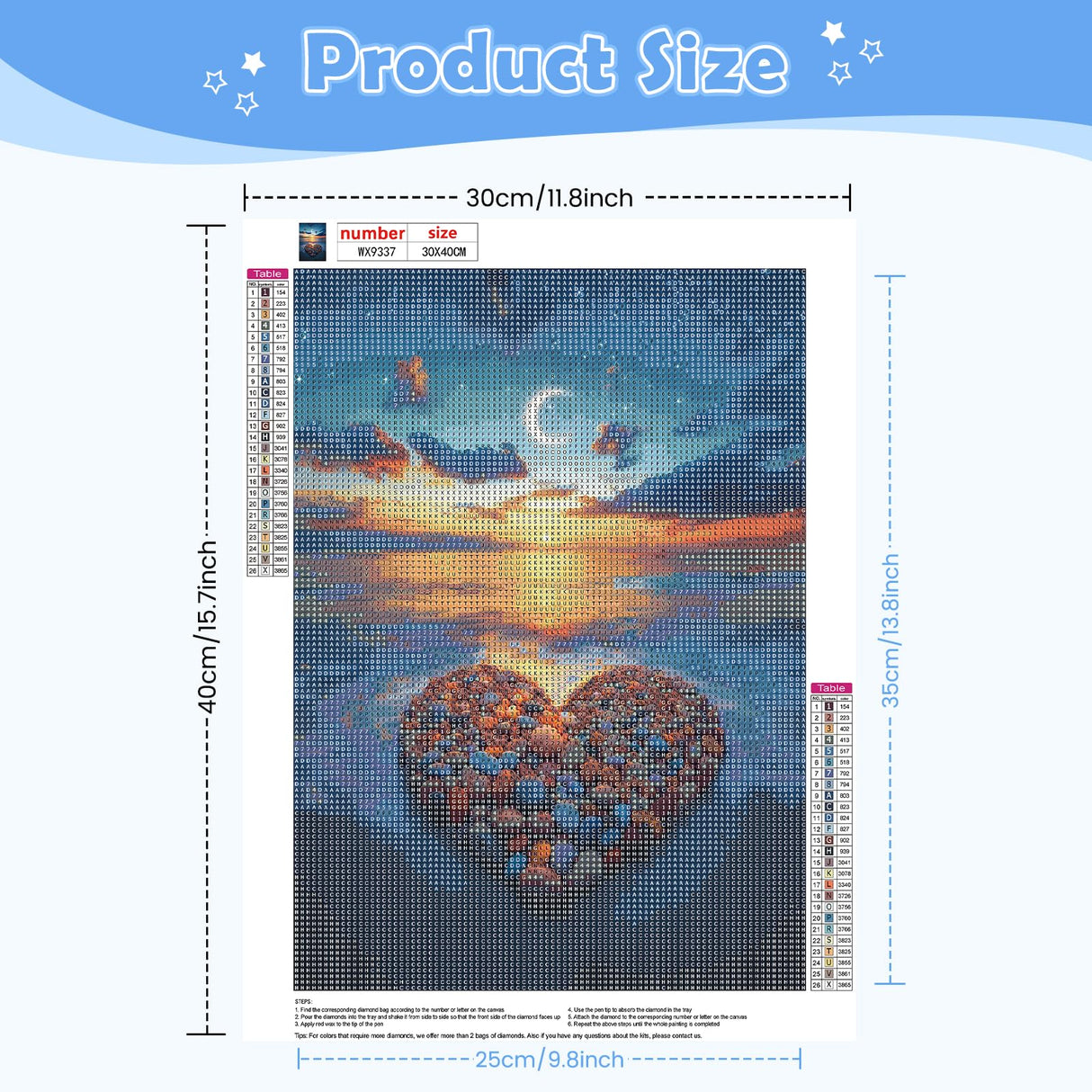 NEWENMO Diamonds Painting Kits for Adults Beginner DIY 5D Heart Beach Diamond Art Paint with Round Diamonds, Full Drill Gem Art Moon Diamonds Painting for Craft Home Wall Decor 12x16Inch NEWENMO