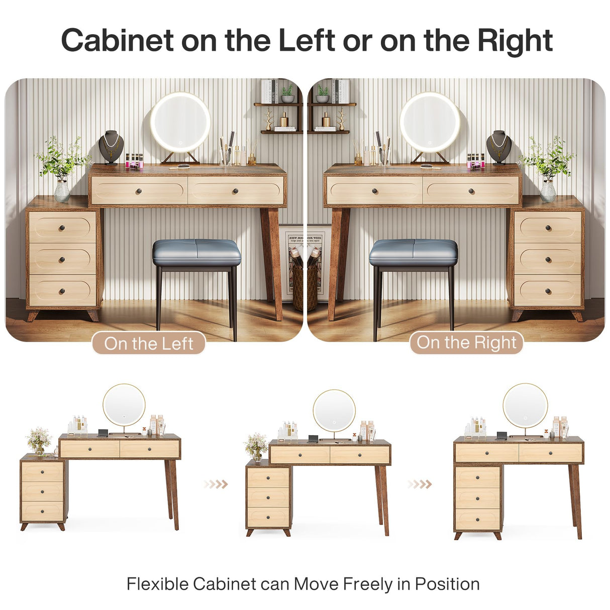 Tribesigns Vanity Desk with 5 Drawers, 51-Inch Makeup Vanity Table for Women Girls, Wooden Dressing Table Set for Makeup Room, Bedroom (Without Mirror & Stool) Tribesigns