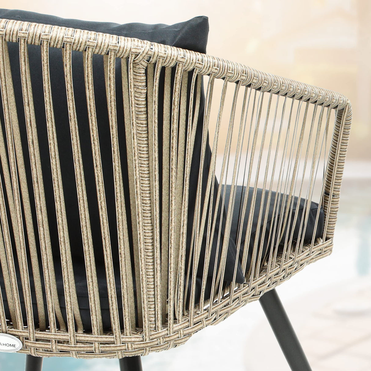 YITAHOME 3-Piece Outdoor Patio Furniture Wicker Bistro Set, All-Weather Rattan Conversation Chairs for Backyard, Balcony and Deck with Soft Cushions, Glass Side Table, Gray Rattan YITAHOME