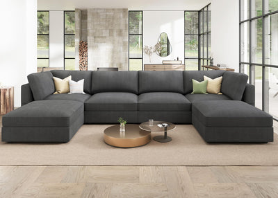 HONBAY Modular Sectional Couch with Storage Corduroy Sectional Sofa with Chaise U Shaped Sectional Couches for Living Room,Dark Grey