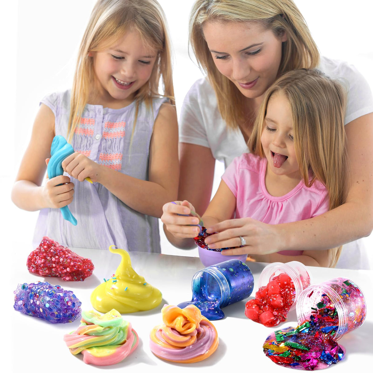 pokujyrt Confetti Slime Kit, Sparkling Slime Making Kit, DIY Craft Set with Clear Glue, Colors, and Decorations, Ages 6+ pokujyrt