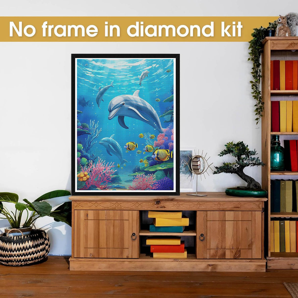 Bimkole 5D Diamond Arts Kits Dolphin, Full Drill DIY Rhinestone Embroidery Set Paint with Diamonds Art by Number Kits Cross Stitch Home Wall Craft Decoration (12x16inch) AL1944 Bimkole