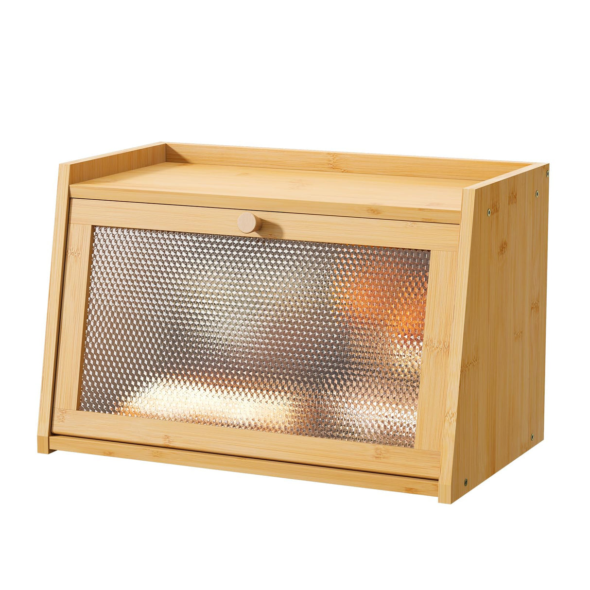 Wieghda Large Farmhouse Bread Box with Window - Natural Wood Bread Storage Container for Kitchen Countertop Wieghda