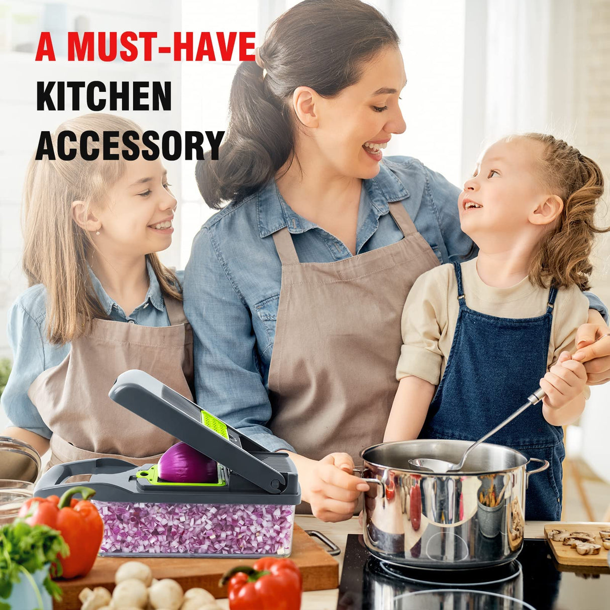 MAIPOR Vegetable/Pro Onion Chopper, Multifunctional 13 in 1 Food Chopper, Kitchen Vegetable Slicer Dicer Cutter With 8 Blades,Veggie, Carrot and Garlic Chopper With Container (Gray) MAIPOR