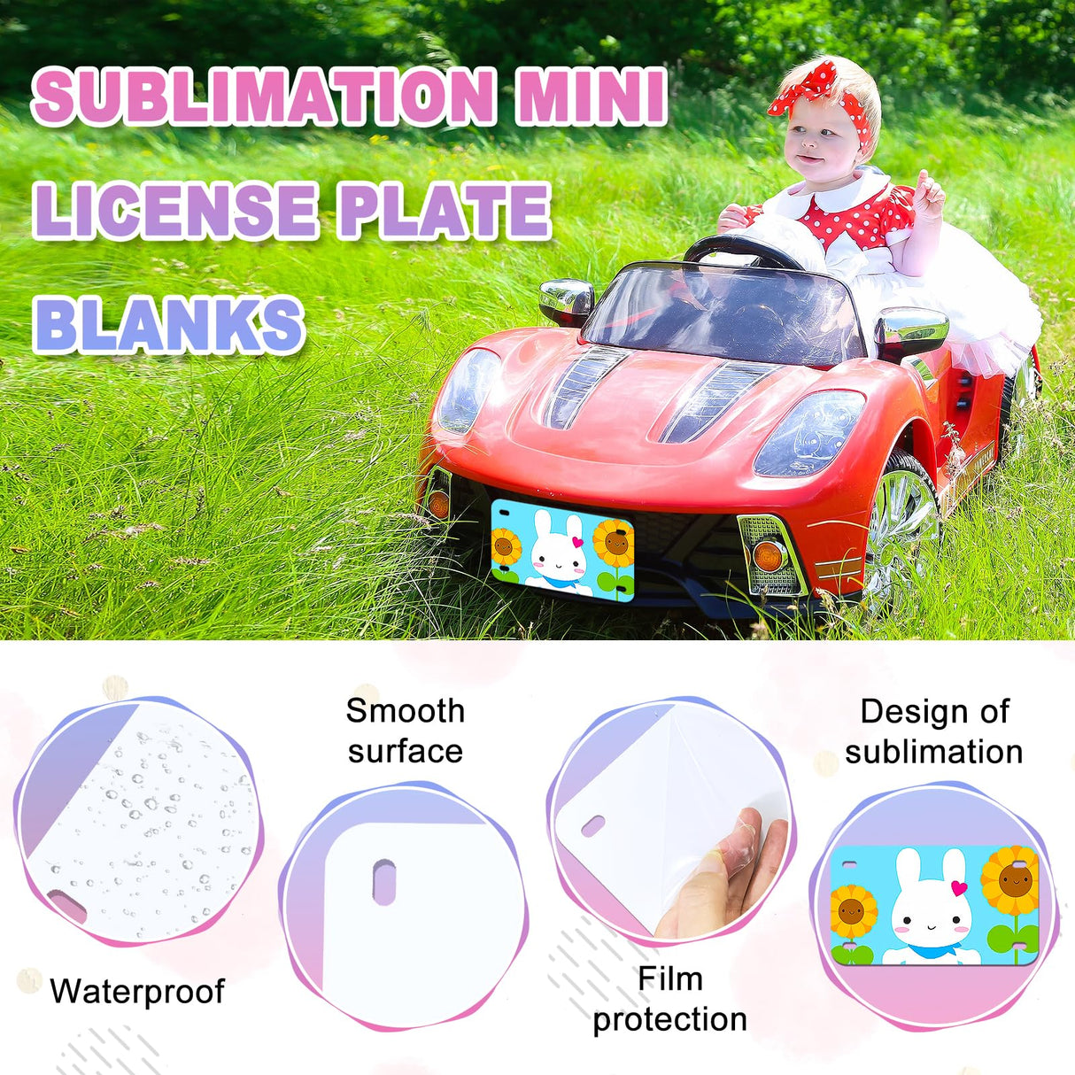 6"x3"10 Pcs Sublimation License Plate Blanks, Metal Aluminum Mini Heat Thermal Transfer Sheet DIY Picture, Custom License Plate Tag for Kids Toy Car, Bike (White) HYHOSHI