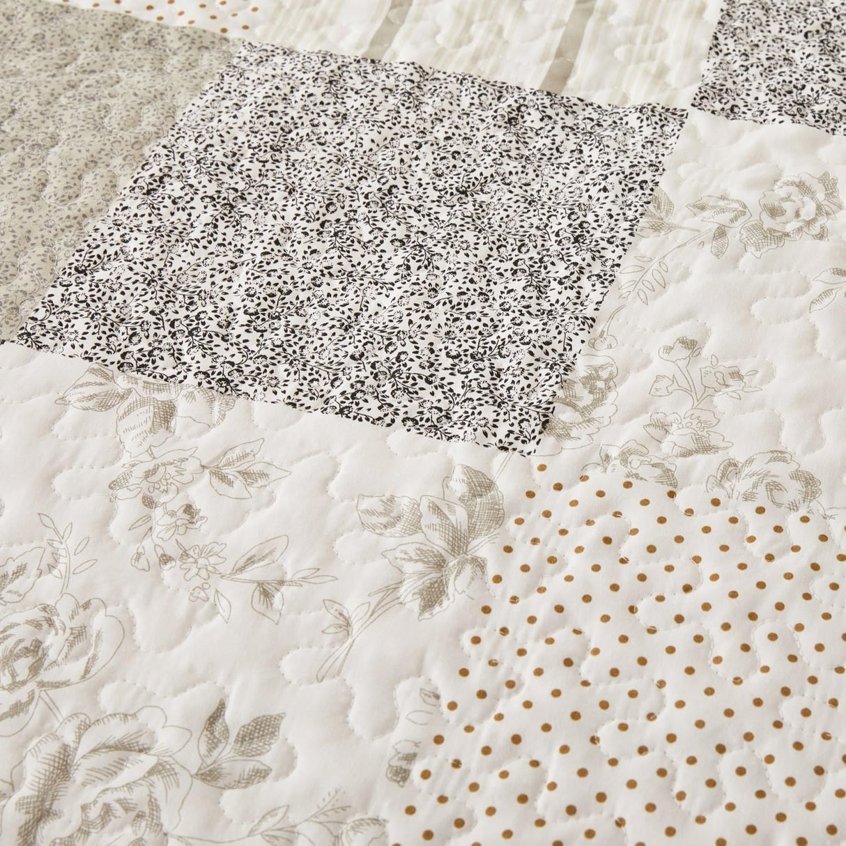 Cmfshape Summer Floral King Quilt Set,Grey Patchwork Quilts King,Reversible Quilted Bedspread with 2 Shams, Vintage Farmhouse Coverlet(Grey, King102 x90) Cmfshape