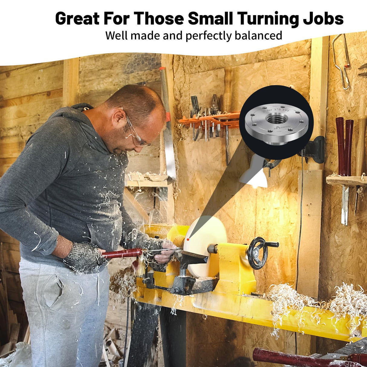 HAowosi 3" Steel Wood Lathe Faceplate,Faceplate for Wood Lathe,Lathe Face Plate Fit for 1" x 8TPI Spindle without Screwchuck HAowosi