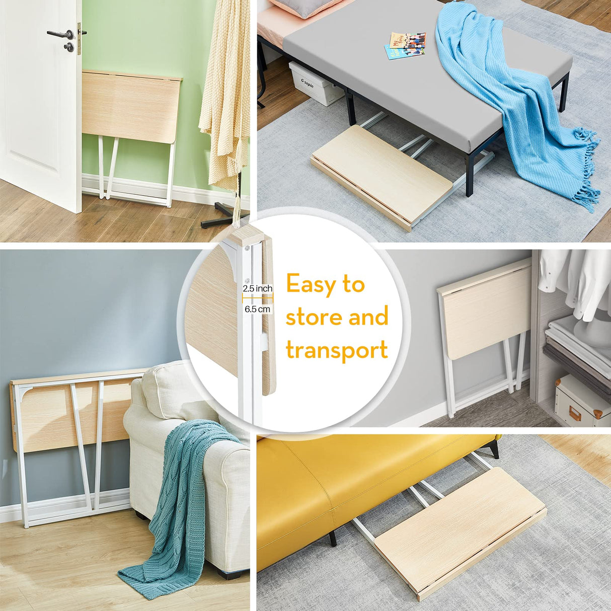 WOHOMO Folding Desk, Small Foldable Desk 31.5" for Small Spaces, Space Saving Computer Table Writing Workstation for Home Office, Easy Assembly, Oak WOHOMO