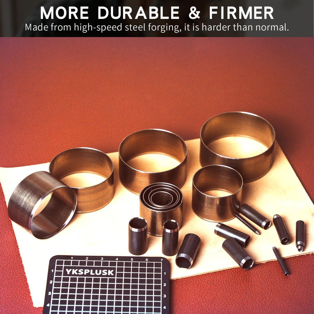 YKSPLUSK Leather Circle Cutter Tool Set, 31 Pieces Circle Punch Tools 1-25mm 30 35 40 45 50 55mm, High Carbon Steel Round Leather Cutting Dies - Hole Punch Tool Kit for DIY Crafts YKSPLUSK