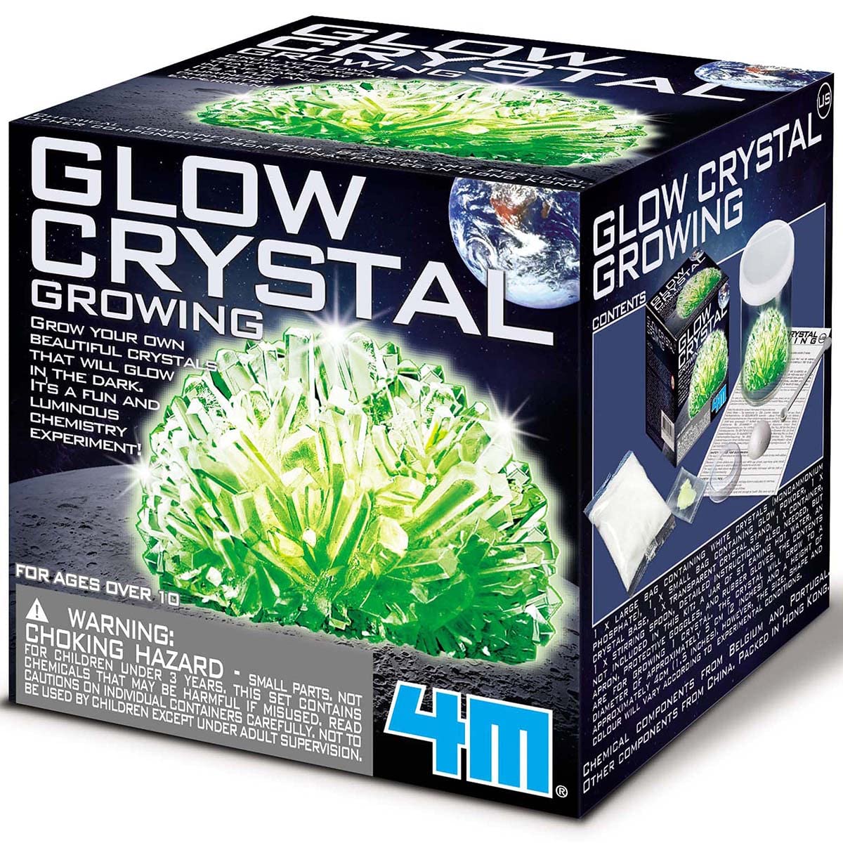 4M Glow Crystal Growing Kit - Grow a DIY Crystal Experiment Specimen, A Great Educational STEM Toys Crystal Making Gift for Kids & Teens, Boys & Girls 4M