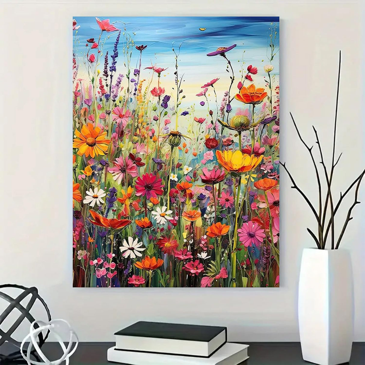 Diamond Art Painting Kits for Adults, Sea of Flowers 5D Diamond Painting Dots Art Kits for Adults Beginner, Flowers DIY Full Round Gem Crystal Art Paint by Diamond, Home Wall Decor 12x 16 in BYGFHLYW