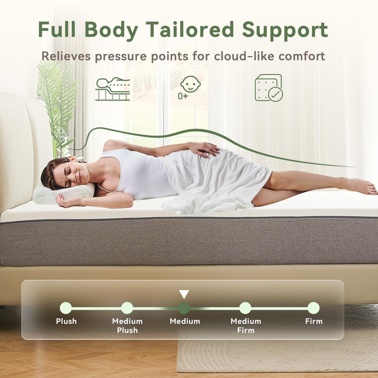 PicWooki Twin Mattress, 10 Inch Memory Foam Mattress Twin Size Mattresses in a Box with Washable Removable Cover, Soft and Comfortable, Pressure Relief, Medium Firmness PicWooki