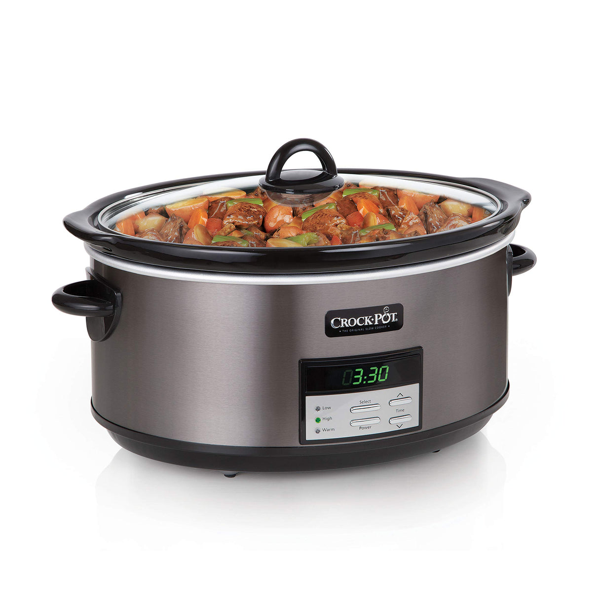 Crock-Pot Large 8-Quart Programmable Slow Cooker with Auto Warm Setting, Black Stainless Steel (Pack of 1) Crock-Pot