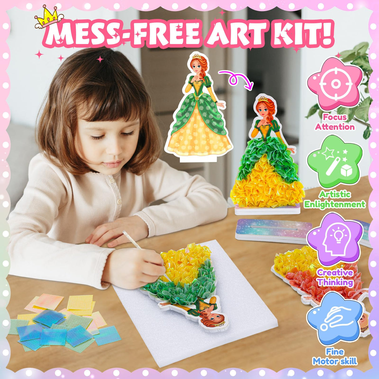 Poke in Fun Princesses Craft Kits for Kids 4-8: Gifts for 5 6 7 8 9 Year Old Girls,Arts and Crafts for Kids Ages 4-6, Fashion Princess Dress-up Toys Creative Activity Birthday Gifts for Girls & Boys KLAPTOR