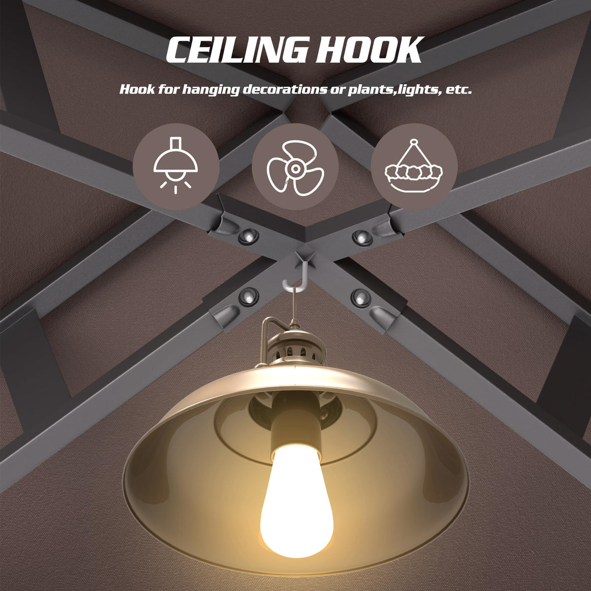 Decomax 8'X8' Grill Gazebo Canopy - Heavy Duty Steel Frame, Double Tiered Grill Canopy for Outdoor Grill W/Shelves, Ceiling Hooks and Ground Stakes, Outdoor Patio Canopy Tent BBQ Gazebo for Backyard Decomax