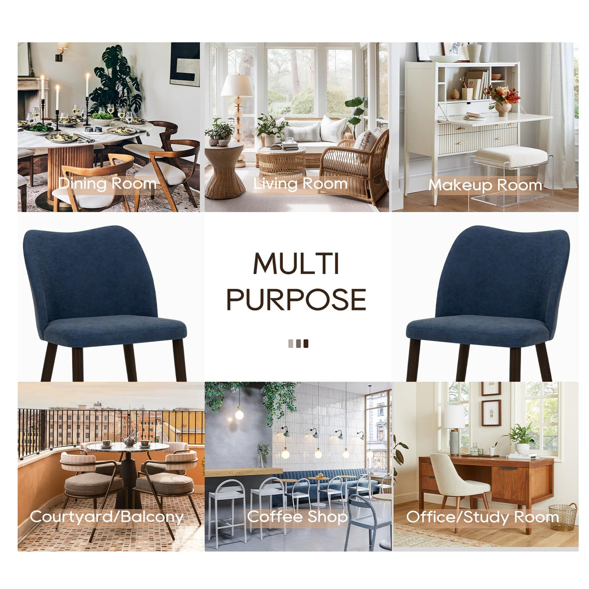 COLAMY 5-Piece Extendable Dining Table Set for 4, 36" Kitchen Round Wood Table with 4 Wooden Dining Room Chairs,Light Brown/Blue COLAMY