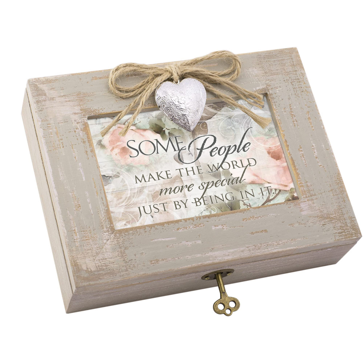 Cottage Garden Make World Special Natural Taupe Wood Locket Music Box Plays What a Wonderful World Cottage Garden