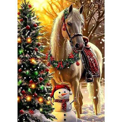SENQAO Horse Diamond Art Kits for Adults,Christmas 5D Diamond Painting Kits for Beginners,Round Full Drill Gem Art for Adults,DIY Diamond Dots Paintings Picture Arts Craft for Home Decor 12x16inch