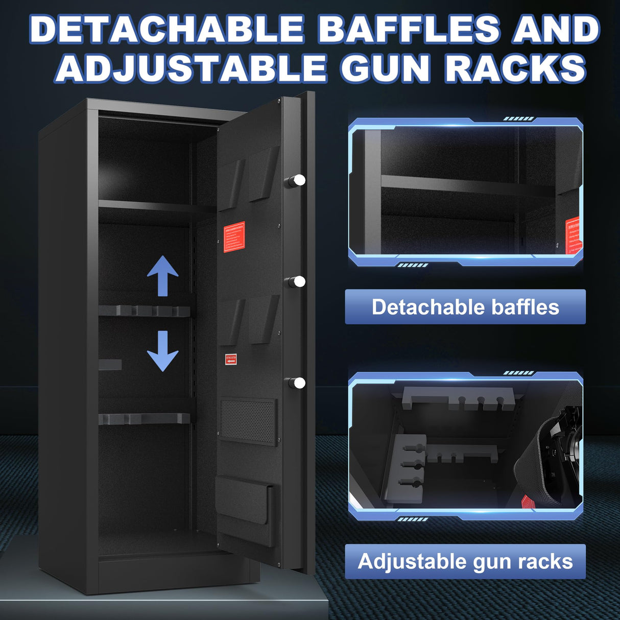 8-10 Gun Safe, Large Gun Cabinet for Home Rifle and Shotgun, Long Gun Safes for Rifles and Pistols, Quick Access Gun Safe with Digital Keypad Gun Safes with Adjustable Shelves & Pistol Pockets Marcree