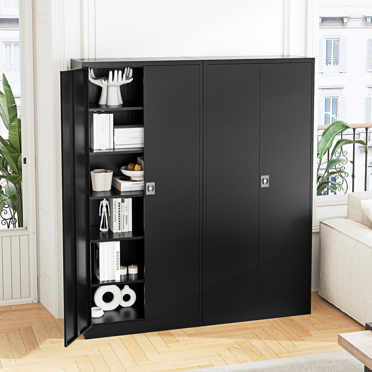 Letaya Metal Garage Storage Cabinets with Lock Door and Adjustable Shelves, Steel Tool Cabinets for Home,Office,Warehouse Organisieren (Black, 72" H) Letaya