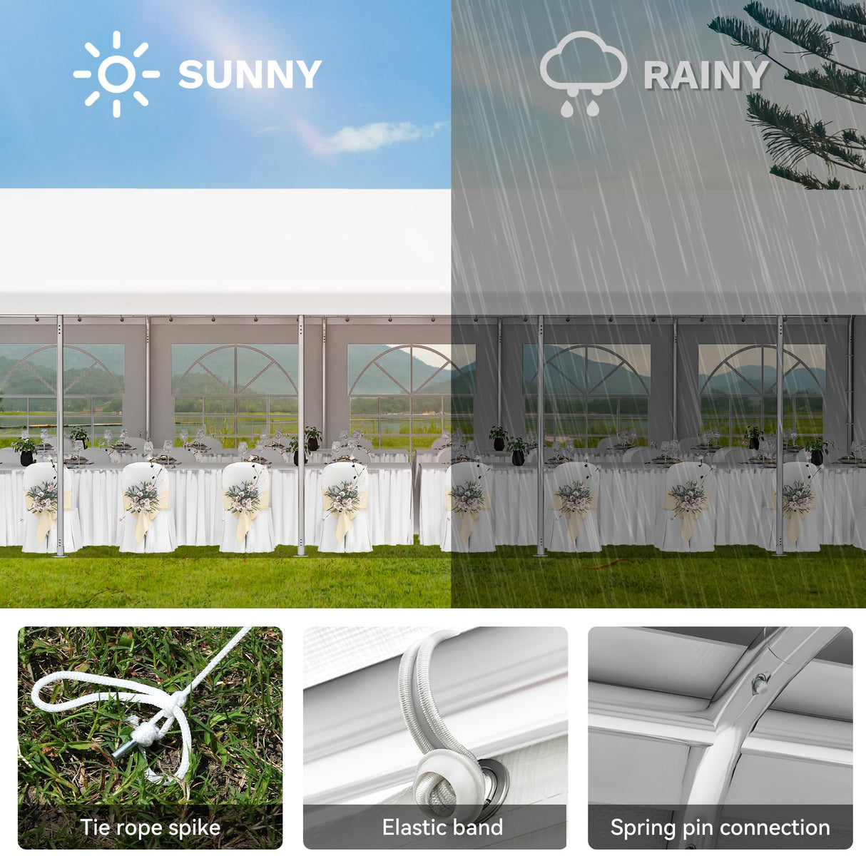 YITAHOME 16x32ft Heavy Duty Party Tent Outdoor Wedding Tent Canopy Event Shelters Upgraded Galvanized Steel Carport with Removable Sidewall Windows for Commercial and Parties, White YITAHOME