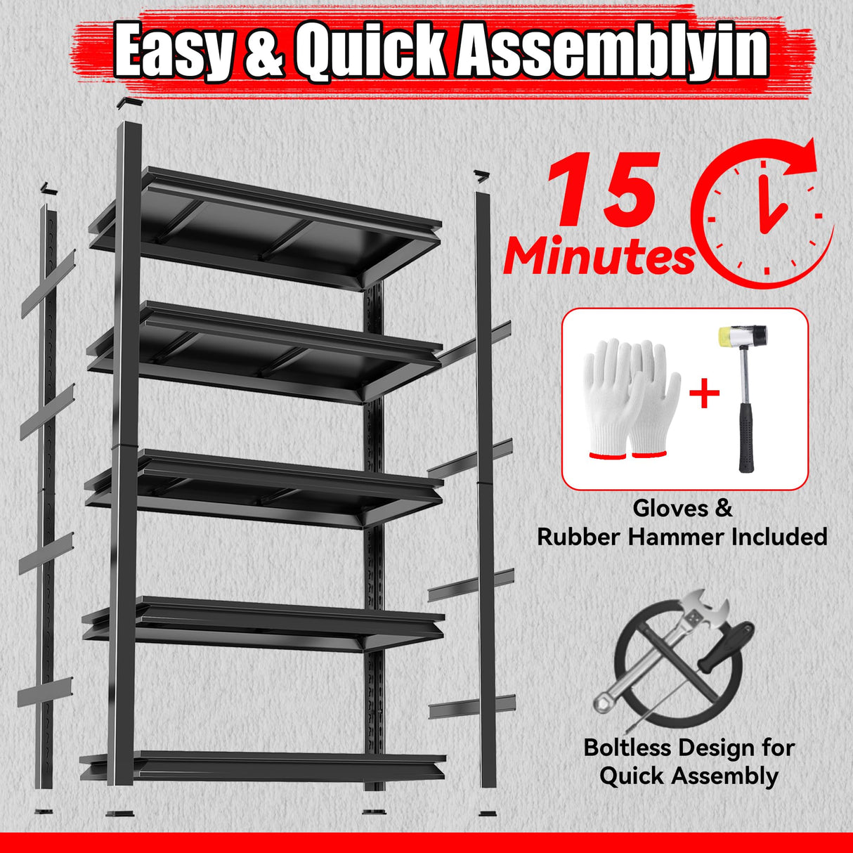 Notmise Book Shelf, 5 Tier Metal Wide Bookshelves, 78" H, Heavy Duty Bookcase, Adjustable Bookshelf, Tall Book Shelf for Living Room & Offices and Library (78" H*47" W*18" D) Notmise
