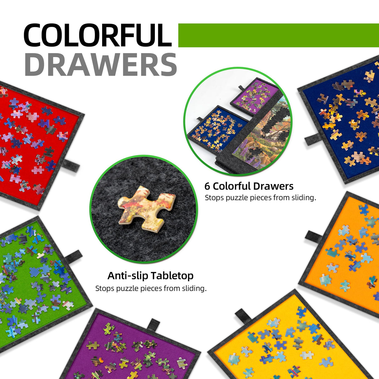 LAVIEVERT 1500 Piece Tilting Jigsaw Puzzle Board with 2-in-1 Puzzle Stand & Cover, Lightweight Puzzle Boards with 6 Drawers, Portable Felt Puzzle Table Puzzle Storage for Adults - Dark Gray LAVIEVERT