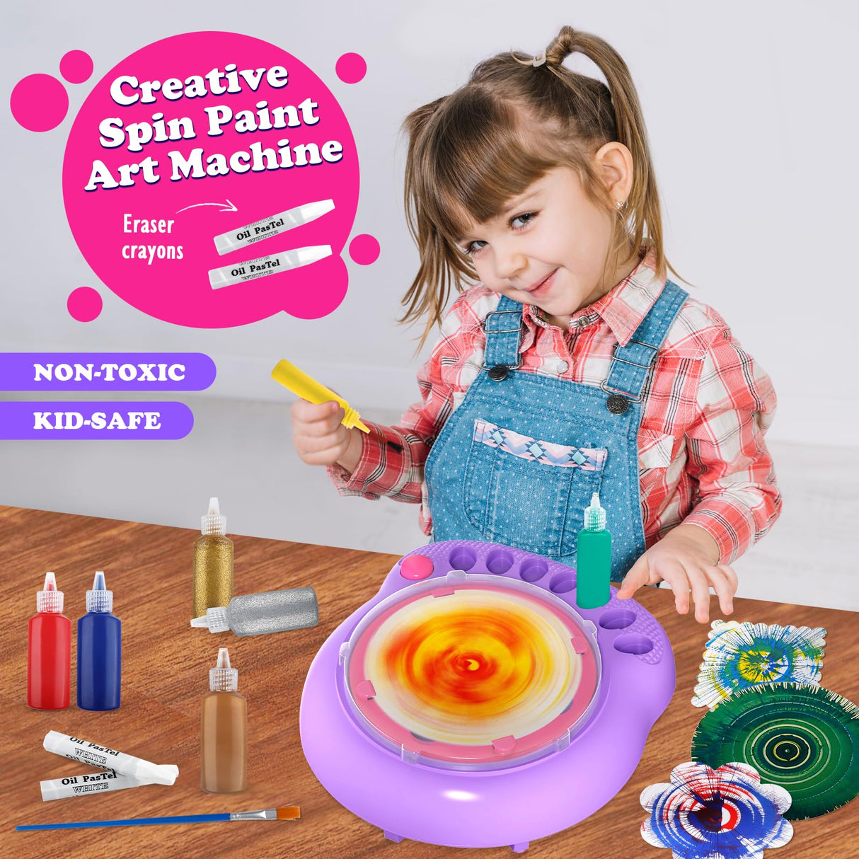 Arts and Crafts for Kids Ages 4-8,Paint Spin Art Machine Kit,Art Craft Set for 6-9 Year Old,Cool Painting Spinner Toys Kits Set,Art Supplies Birthday Gifts for Boy Girl Ages 6 7 8 9 10 11 12 Purple TingingYuli