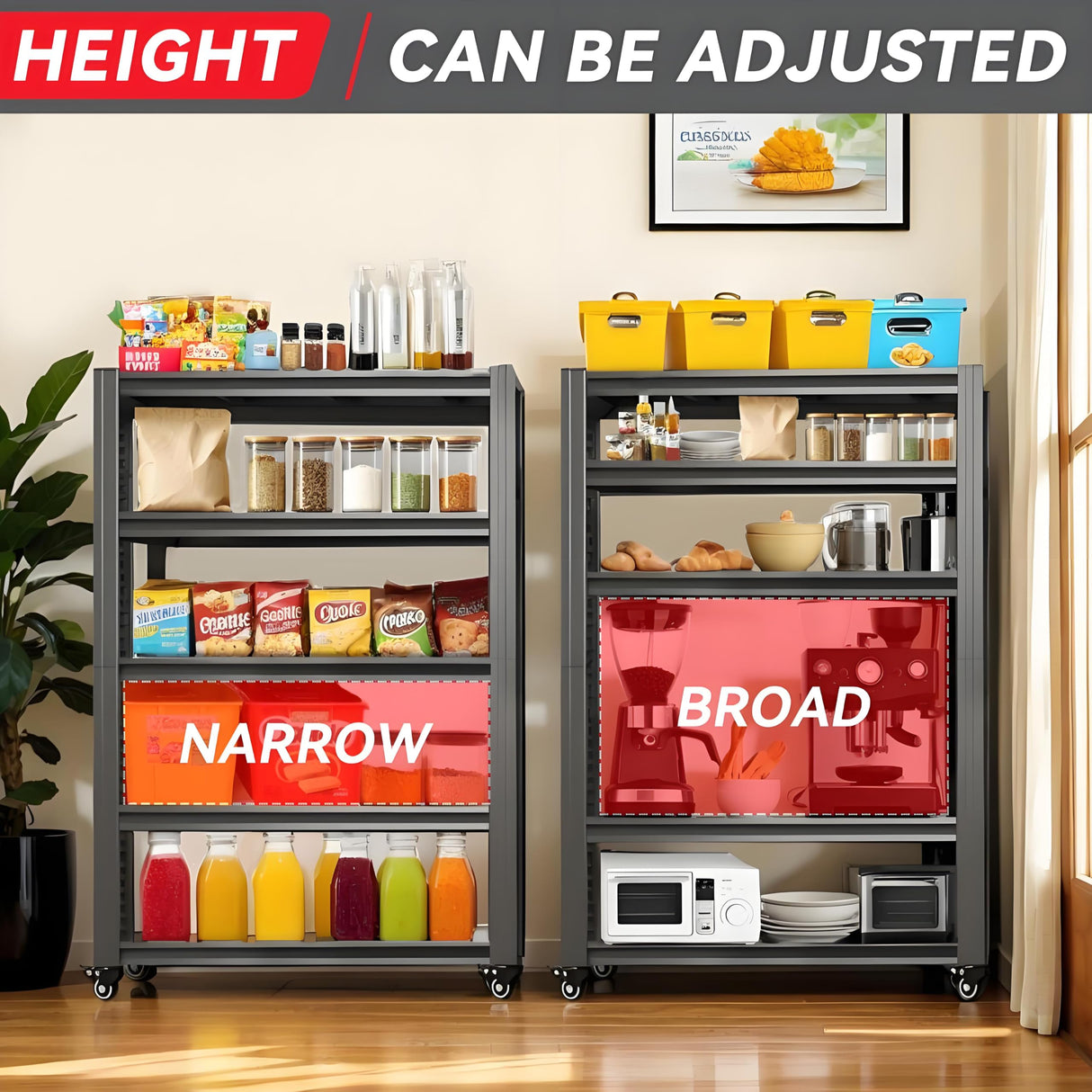 DITOMARRIO 78" H 5-Shelf Metal Storage Shelves, 2000 lbs Garage Shelving Unit with Pegboard, Adjustable Industrial Heavy Duty Storage Rack with Wheels, 47.2" W x 18" D for Pantry Basement, Black DITOMARRIO