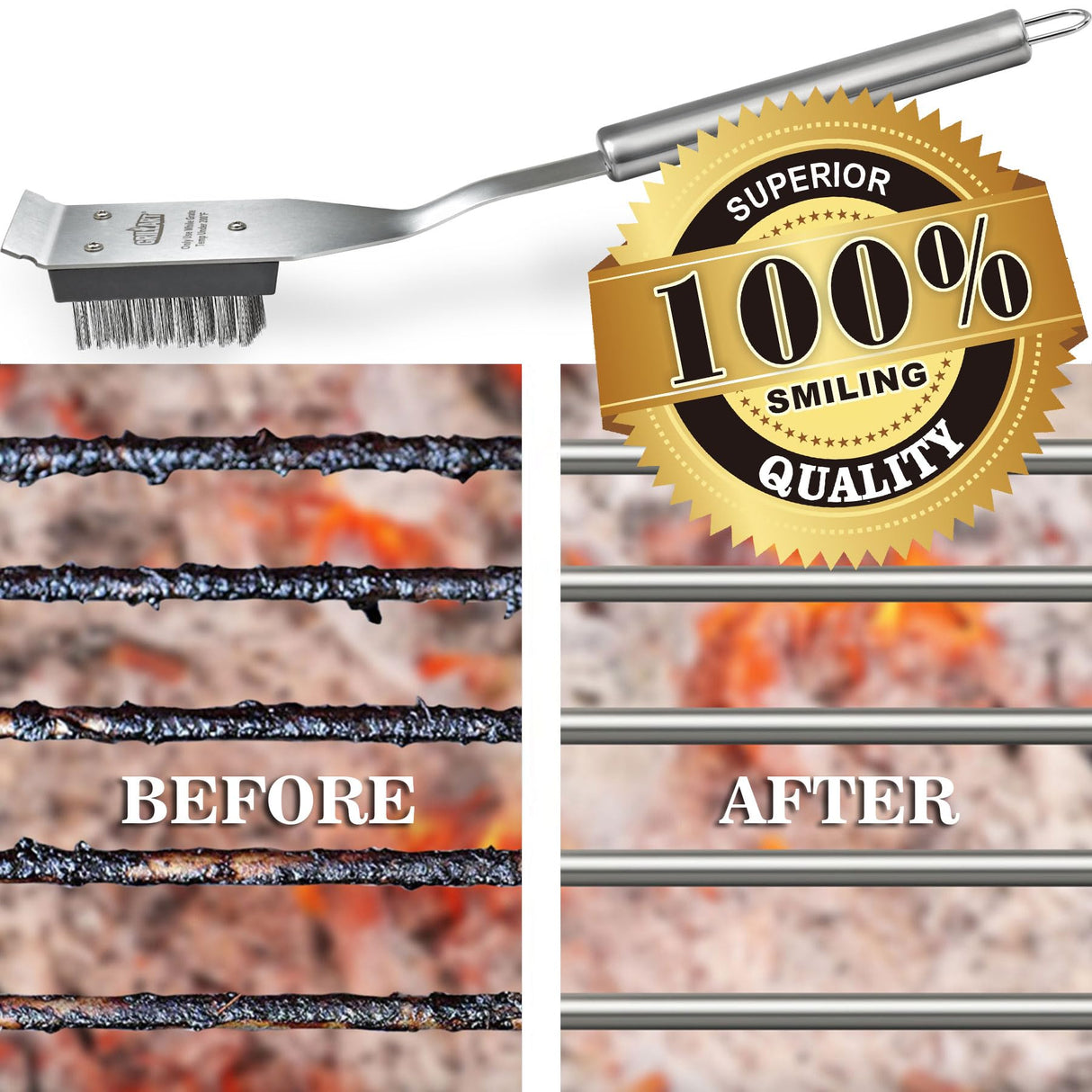 GRILLART Grill Brush and Scraper, Wire BBQ Grill Brush for Outdoor Grill, 16.5” Grill Cleaning Brush BBQ Grill Accessories, Safe Grill Cleaner Brush-Ideal Gift for Men/Dad BBQ Brush for Grill Cleaning GRILLART