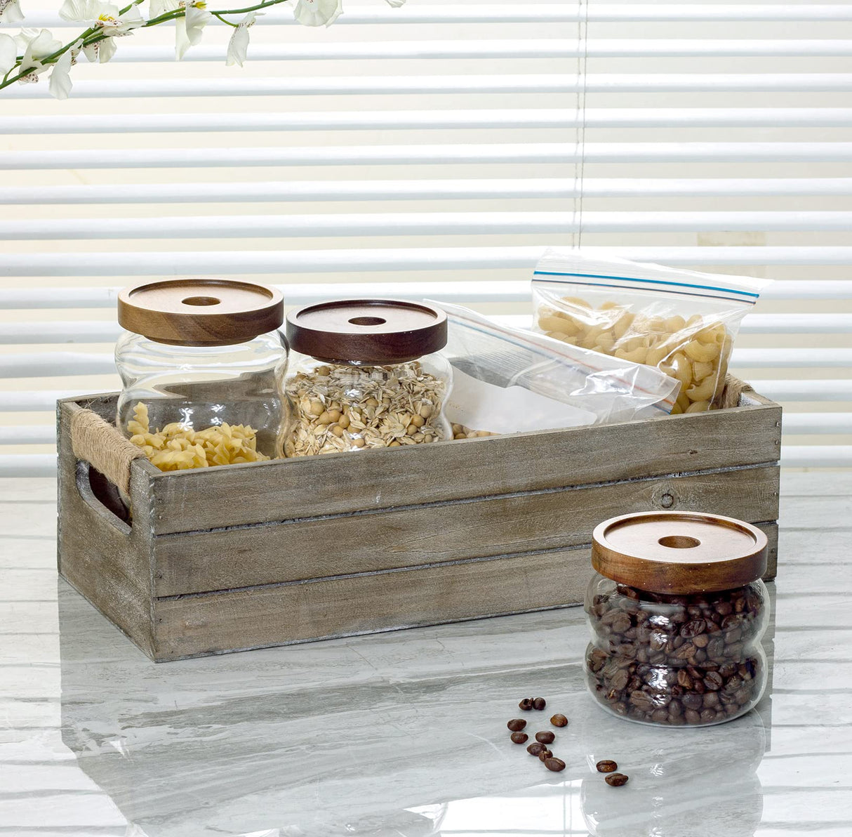 TIMRIS Rustic Wooden Box, Farmhouse Bathroom Decor Box, Wooden Toilet Paper Holder, Toilet Tank Basket, Decorative Storage Container Box (Rustic Gray) TIMRIS