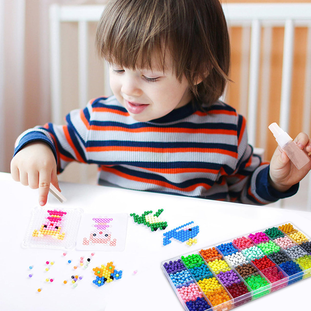 Fuse Beads Kit for Girls Ages 6+ – 4400 Pcs 5mm Beads in 32 Colors with Spray Bottle, Puzzle Guide, Clamps & Chains | Creative DIY Arts & Crafts Gift Liangding