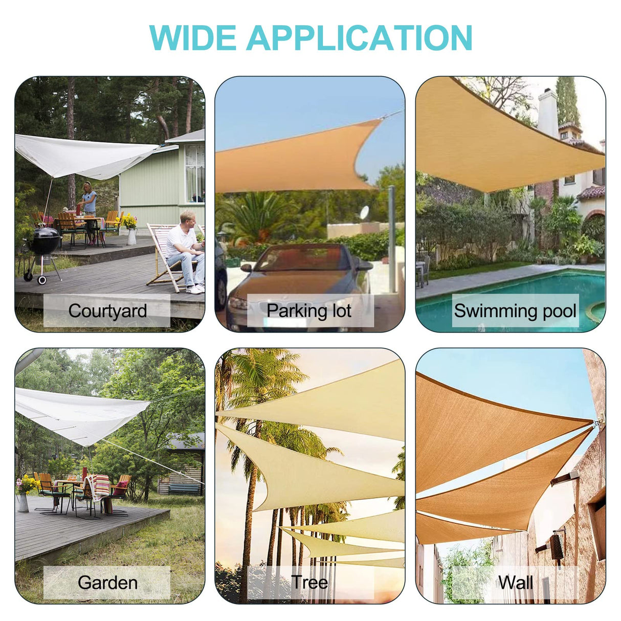 HOMPER Awning Attachment Set, Heavy Duty Sun Shade Sail Stainless Steel Hardware Kit for Garden Triangle and Square, Rectangle, Sun Shade Sail Fixing Accessories HOMPER